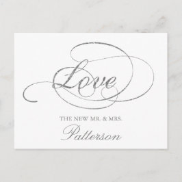 Chic Imitate Silver Foil Hochzeit Danke Vorlage Postkarte