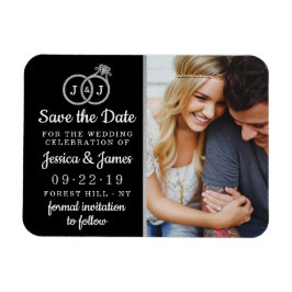 Chic Imitate Silver Foil Monogram Wedding Rings Magnet
