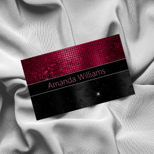 Chic Imitate Silver Glitzer Burgundy Black Monogra Magnetische Visitenkarte