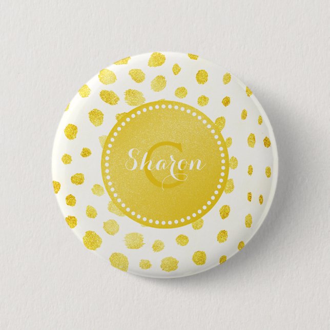 Chic-ImitatgoldGlitter Cheetah-Druckmonogramm Button (Vorderseite)
