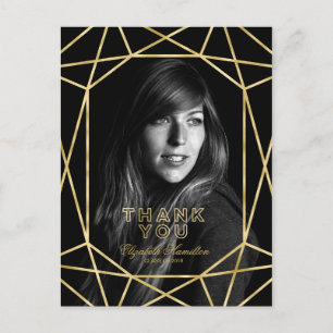 Chic Imitats Foil Gold Abschluss Danke Foto Postkarte