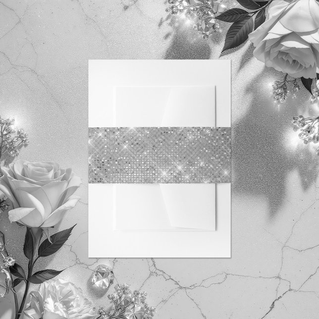 Chic Imitats Glitzer Sparkling Diamonds Brautparty Einladungsbanderole (Chic Faux Glitter Diamonds Margarita Bridal Shower Invitation Belly Band)
