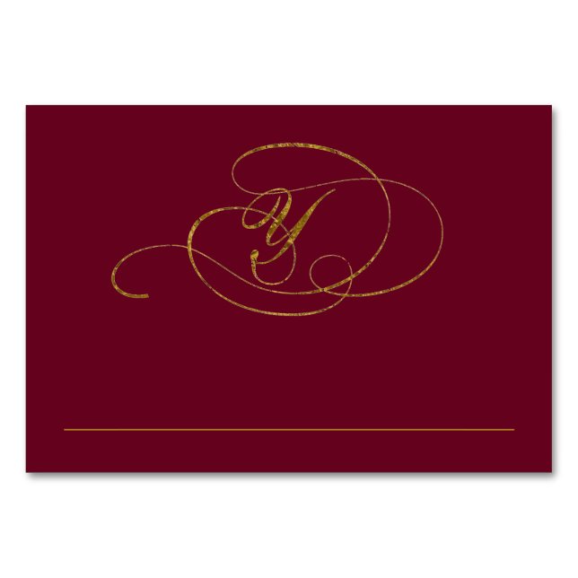 Chic Imitats Gold Foil Wedding Platzkarte - Y Tischnummer (Vorderseite)