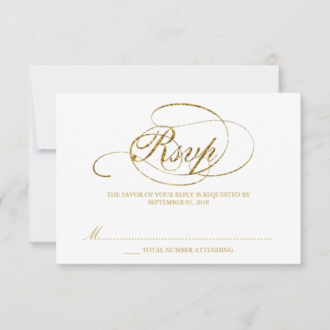 Chic Imitats Gold Foil Wedding RSVP Vorlage (Vorderseite)