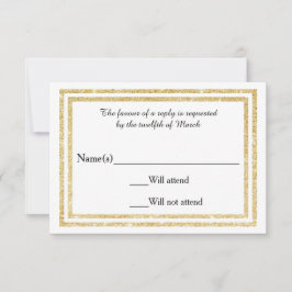Chic Imitats Gold Glittered Trim - RSVP Card