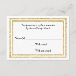 Chic Imitats Gold Glittered Trim - RSVP Card Karte