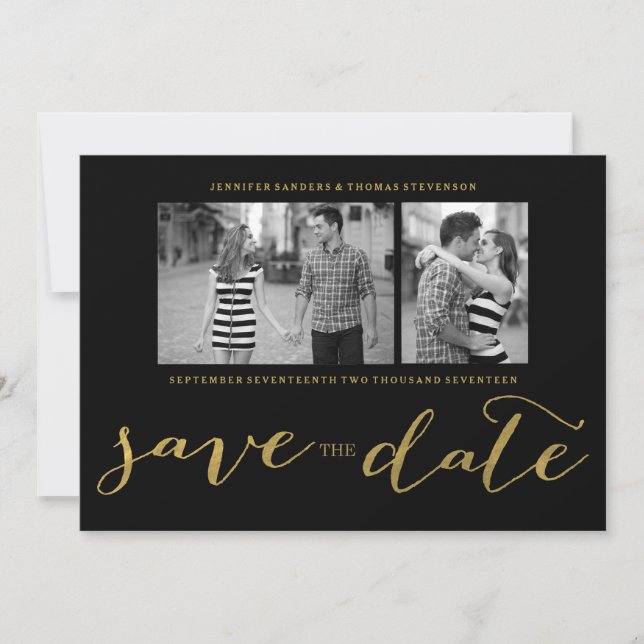CHIC IMITATS GOLD HANDSCHRIFTLICHE | FOTO SAVE THE SAVE THE DATE (Vorderseite)