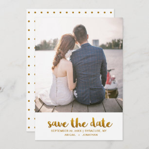 Chic Imitats Gold Script mit Dots Foto Save The Date