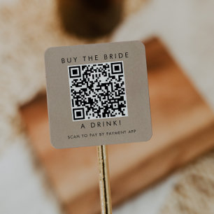 Chic Imitats Kraft kaufen Brie A Drink QR Code Quadratischer Aufkleber