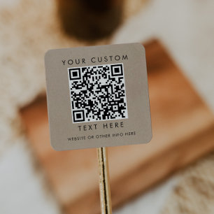 Chic Imitats Kraft Small Business Custom QR Code Quadratischer Aufkleber