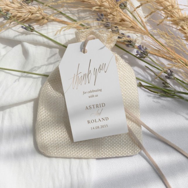 Chic Imitats Metallic Gold Calligraphy Wedding Geschenkanhänger (Von Creator hochgeladen)