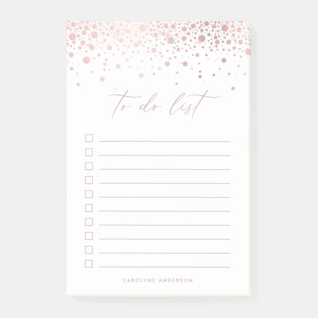 Chic Imitats Rose Gold Foil Confetti Dot Personali Post-it Klebezettel (Vorderseite)