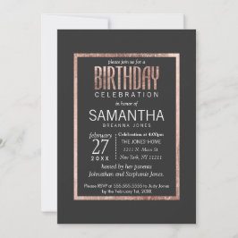 Chic Imitats Rose Gold Geburtstagsparty Einladunge Einladung