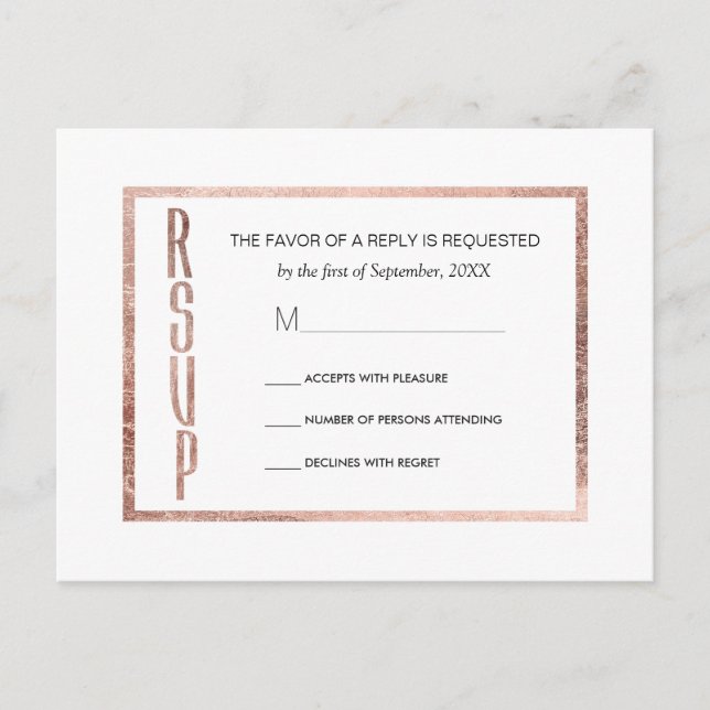 Chic Imitats Rose Gold UAWG Postkarten (Vorderseite)