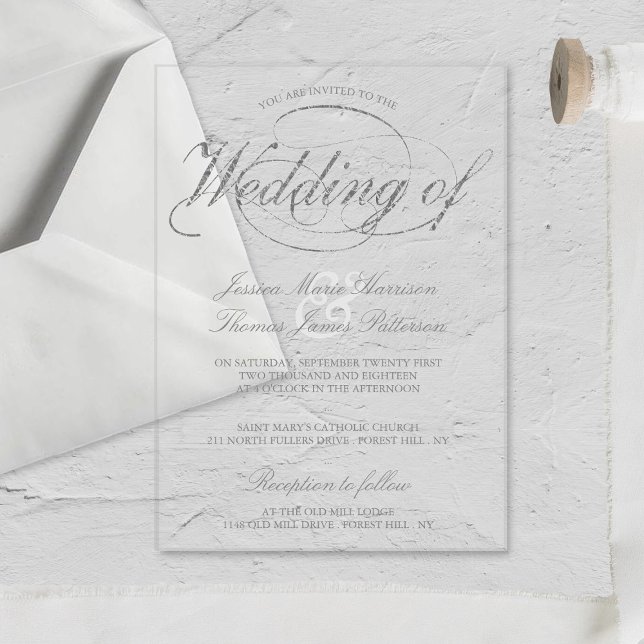 Chic Imitats Silver Foil Script Hochzeit Acryleinladungen (Von Creator hochgeladen)