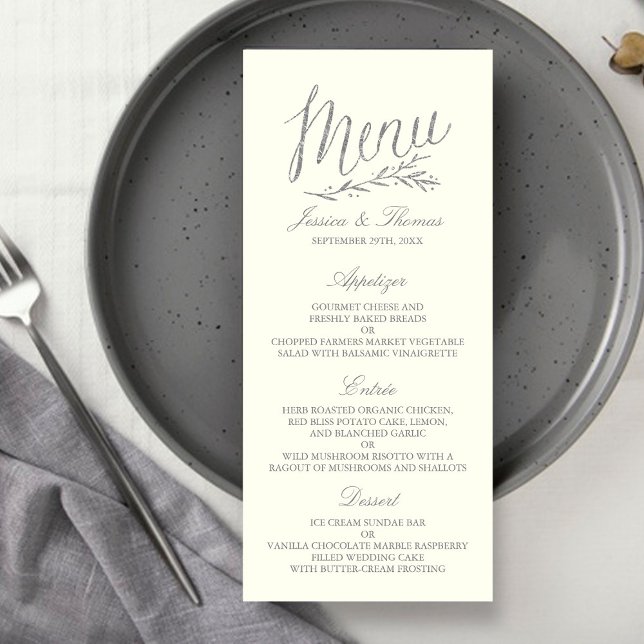 Chic Imitats Silver Foil Wedding Menu Template - E Werbekarte (Von Creator hochgeladen)