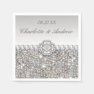 Chic Imitats Silver Sequins Diamonds Wedding Serviette