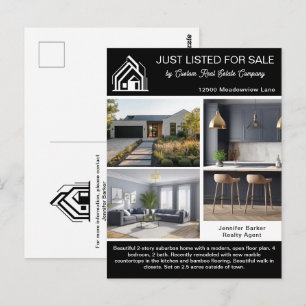 Chic Immobilienunternehmen Home Listing Schwarz We Postkarte