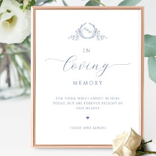 Chic in liebevoller Erinnerung, Mit Monogramm blau Poster