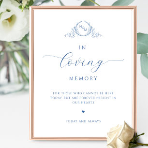Chic in Love Memory, Mit Monogramm blaues Zeichen Poster