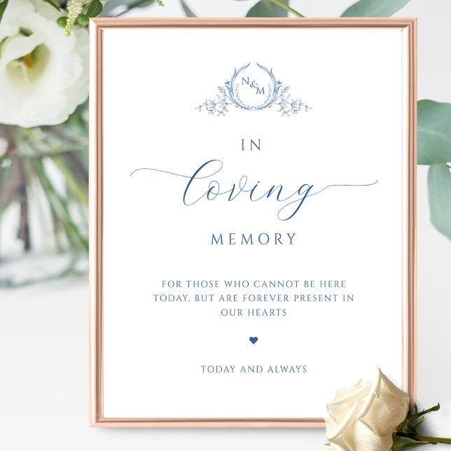 Chic in Love Memory, Mit Monogramm blaues Zeichen Poster (Von Creator hochgeladen)