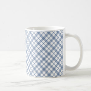 Chic Indigo Blue White Preppy Karo Kaffee Tasse