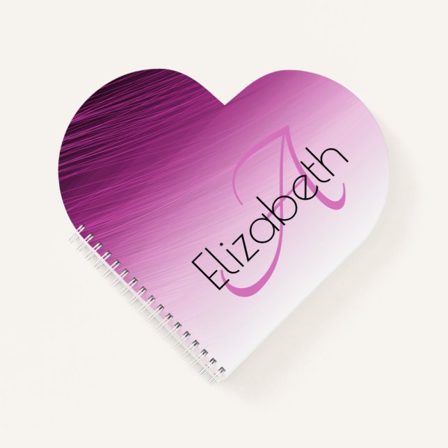 Chic Individuelle Name Monogram Lila Ombre Streaks Notizbuch (Vorderseite)