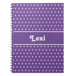 Chic Individuelle Name Polka Dot Lila und weiß Notizblock