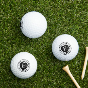 Chic Initial Monogram Schwarz-weiß Graues Herz Golfball