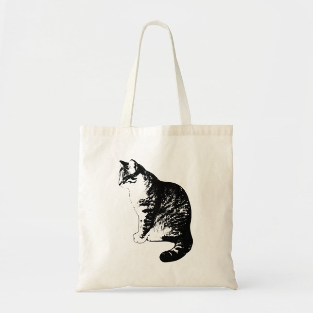 Chic Ink Striping Tabby Cat Side View Tasche (Vorne)