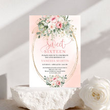 Chic Instant Download Blush Gold Sweet 16 Birthday