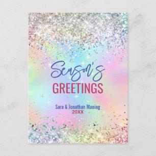 Chic iridescent Einhorn Glitzer Weihnachten neues Postkarte