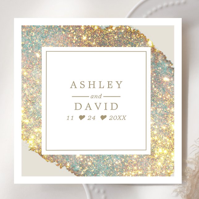 Chic Iridescent Holographic Glitzer Wedding Serviette (Von Creator hochgeladen)