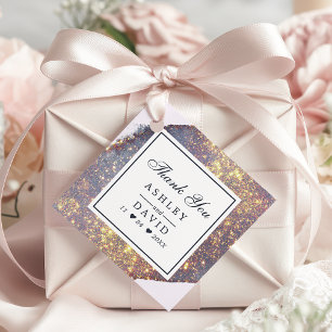 Chic Iridescent Lila Gold Glitzer Gevor Tag Geschenkanhänger