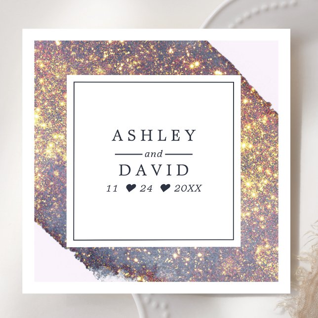 Chic Iridescent Lila Gold Glitzer Hochzeit Serviette (Von Creator hochgeladen)