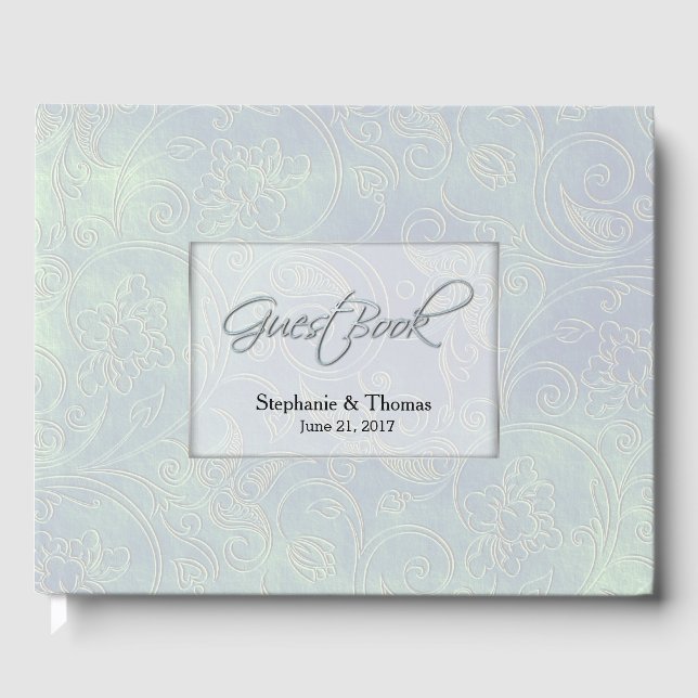 Chic Iridescent Pearl Wedding Guest Book Gästebuch (Vorderseite)