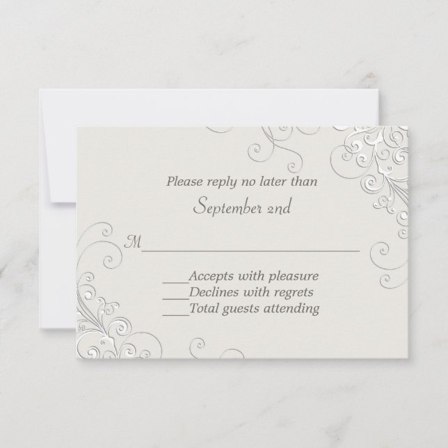 Chic Ivory and White Classic Wedding RSVP Card Karte (Vorderseite)