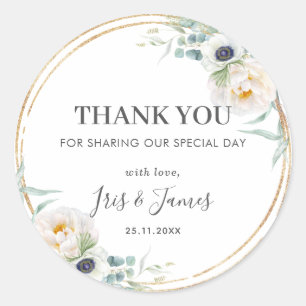 Chic Ivory Floral Peony Greenerity Gastgeschenk Ho Runder Aufkleber