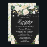 Chic Ivory Floral String Lights Geburtstagsparty Einladung<br><div class="desc">Mit diesen vordefinierten Vorlagen können Sie Ihre Einladung ganz einfach so gestalten, dass Sie sie ganz individuell gestalten können. Für weitere Anpassungen klicken Sie bitte auf den Link "Weiter anpassen" und verwenden Sie unser benutzerfreundliches Designwerkzeug, um diese Vorlage zu ändern. Wenn Sie Thicker-Papiere / Matte Finish bevorzugen, können Sie den...</div>