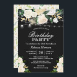 Chic Ivory Floral String Lights Geburtstagsparty Einladung<br><div class="desc">Mit diesen vordefinierten Vorlagen können Sie Ihre Einladung ganz einfach so gestalten, dass Sie sie ganz individuell gestalten können. Für weitere Anpassungen klicken Sie bitte auf den Link "Weiter anpassen" und verwenden Sie unser benutzerfreundliches Designwerkzeug, um diese Vorlage zu ändern. Wenn Sie Thicker-Papiere / Matte Finish bevorzugen, können Sie den...</div>