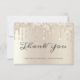 Chic Ivory Glitzer Tropfen Brautparty Vielen Dank Dankeskarte