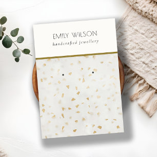 Chic Ivory Gold Terrazzo Marble Texture Earring Visitenkarte
