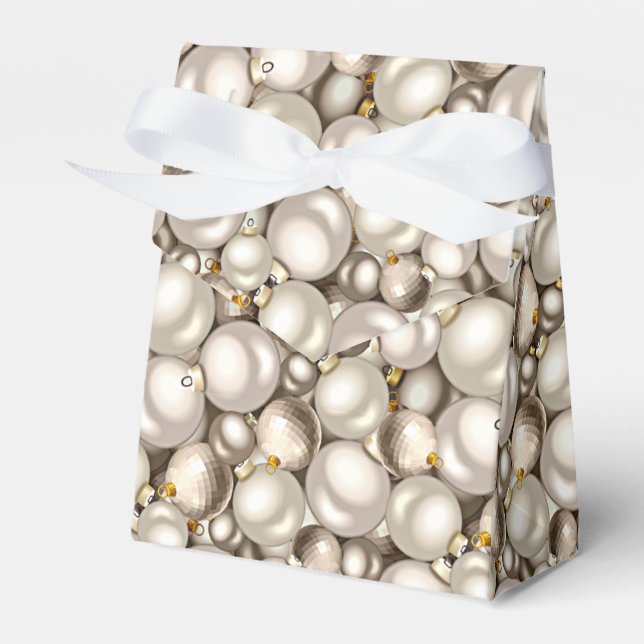 Chic Ivory Silver Gold Baubles Ziermuster Geschenkschachtel (Vorderseite)