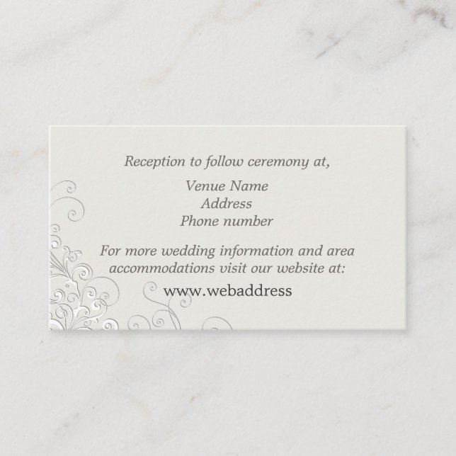 Chic Ivory und White Classic Hochzeitsfeier Begleitkarte (Vorderseite)