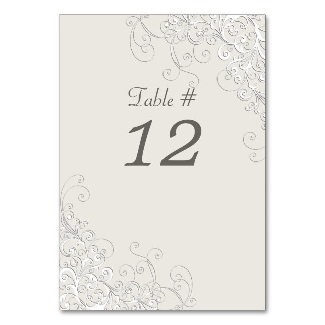 Chic Ivory und White Classic Wedding Tischnummer (Vorderseite)