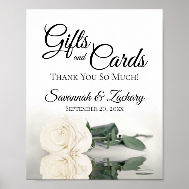 Chic Ivory White Rose Gifts & Cards Hochzeitszeich Poster (Vorne)