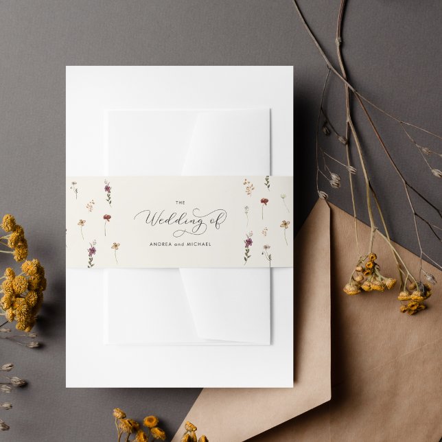 Chic Ivory Wildblumen Herbst Die Hochzeit von Einladungsbanderole (Von Creator hochgeladen)