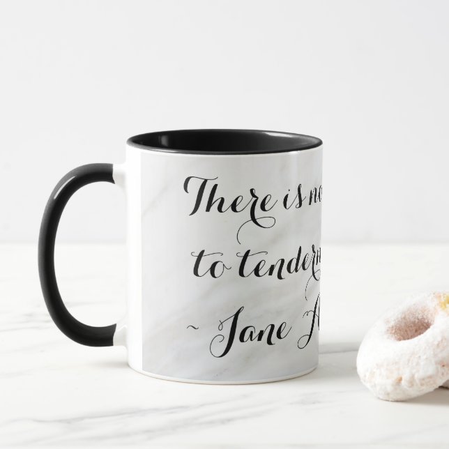 Chic Jane Austen Emma Buchangebot Black Gray Marbl Tasse (Mit Donut)