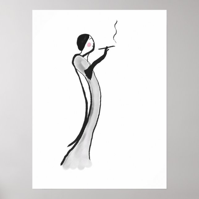 Chic Jazz Age Lady Illustration Poster Print (Vorne)