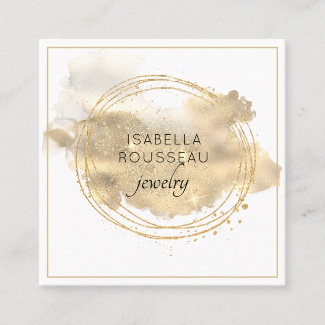 Chic Jewelier Designer Platinum Gold Glitzer Quadratische Visitenkarte (Vorderseite)
